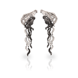 Wild Spirit Horse Earrings  Carrera y Carrera in 18K White Gold, Black Rhodium, White & Black Diamonds