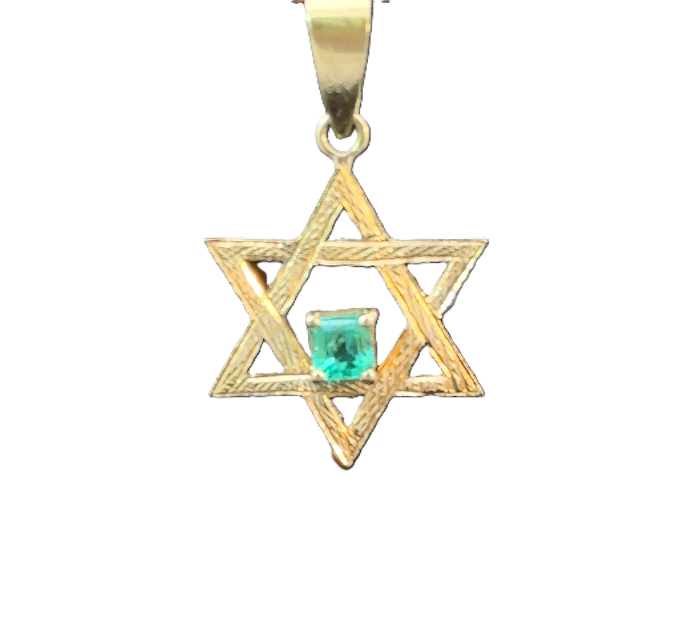 18K gold Star of David pendant with emerald Jewish jewelry