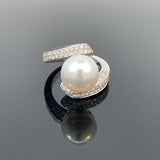Stefan Hafner White Gold Bypass Pearl and Diamond Cocktail Ring