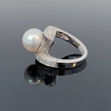 Stefan Hafner White Gold Bypass Pearl and Diamond Cocktail Ring