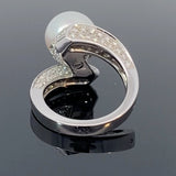 Stefan Hafner White Gold Bypass Pearl and Diamond Cocktail Ring