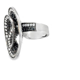 STEPHAN HAFNER Spiral Black & White Diamonds Cocktail Ring in White 18K Gold