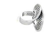 STEPHAN HAFNER Spiral Black & White Diamonds Cocktail Ring in White 18K Gold