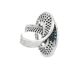 STEPHAN HAFNER Spiral Black & White Diamonds Cocktail Ring in White 18K Gold