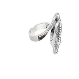 STEPHAN HAFNER Spiral Black & White Diamonds Cocktail Ring in White 18K Gold