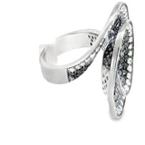 STEPHAN HAFNER Spiral Black & White Diamonds Cocktail Ring in White 18K Gold