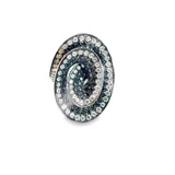 STEPHAN HAFNER Spiral Black & White Diamonds Cocktail Ring in White 18K Gold