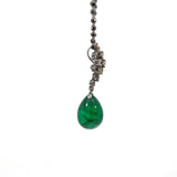 Colombian Emirald drop with champagne fancy cooler diamonds and black diamonds Gold 18k chain