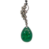 Colombian Emirald drop with champagne fancy cooler diamonds and black diamonds Gold 18k chain