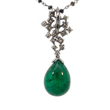 Colombian Emirald drop with champagne fancy cooler diamonds and black diamonds Gold 18k chain