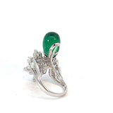 Emerald Drop Cocktail Ring in White 18K Gold with Diamonds