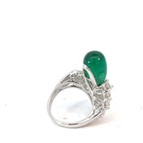 Emerald Drop Cocktail Ring in White 18K Gold with Diamonds