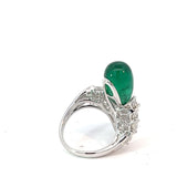 Emerald Drop Cocktail Ring in White 18K Gold with Diamonds