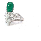 Emerald Drop Cocktail Ring in White 18K Gold with Diamonds