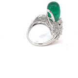 Emerald Drop Cocktail Ring in White 18K Gold with Diamonds