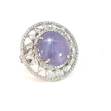 Lavender Purple Star Sapphire Cabochon 17,15ct Cocktail Ring in White Gold
