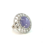 Lavender Purple Star Sapphire Cabochon 17,15ct Cocktail Ring in White Gold