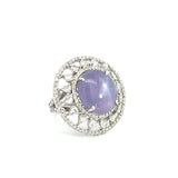 Lavender Purple Star Sapphire Cabochon 17,15ct Cocktail Ring in White Gold
