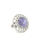 Lavender Purple Star Sapphire Cabochon 17,15ct Cocktail Ring in White Gold