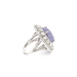 Lavender Purple Star Sapphire Cabochon 17,15ct Cocktail Ring in White Gold