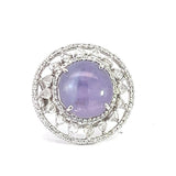 Lavender Purple Star Sapphire Cabochon 17,15ct Cocktail Ring in White Gold