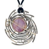 Dark purple star Sapphire Pendant with Multi-Color Gemstone Swirl