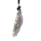 Dark purple star Sapphire Pendant with Multi-Color Gemstone Swirl