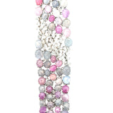 Multi-Color Cabochon Star Sapphire Bracelet in White Gold with rose cut diamonds