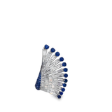 White 18K Gold Fan Cocktail Ring with Royal Blue Sapphires