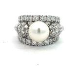 Stefan Hafner Pearl and Diamonds 2,52 ct Pavé Accent White Gold 18K Cocktail Ring