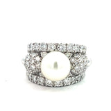 Stefan Hafner Pearl and Diamonds 2,52 ct Pavé Accent White Gold 18K Cocktail Ring