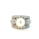 Stefan Hafner Pearl and Diamonds 2,52 ct Pavé Accent White Gold 18K Cocktail Ring