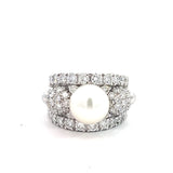 Stefan Hafner Pearl and Diamonds 2,52 ct Pavé Accent White Gold 18K Cocktail Ring