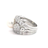 Stefan Hafner Pearl and Diamonds 2,52 ct Pavé Accent White Gold 18K Cocktail Ring