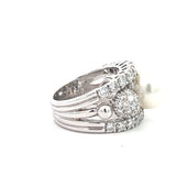 Stefan Hafner Pearl and Diamonds 2,52 ct Pavé Accent White Gold 18K Cocktail Ring