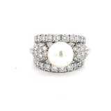 Stefan Hafner Pearl and Diamonds 2,52 ct Pavé Accent White Gold 18K Cocktail Ring