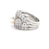 Stefan Hafner Pearl and Diamonds 2,52 ct Pavé Accent White Gold 18K Cocktail Ring