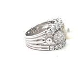 Stefan Hafner Pearl and Diamonds 2,52 ct Pavé Accent White Gold 18K Cocktail Ring