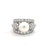 Stefan Hafner Pearl and Diamonds 2,52 ct Pavé Accent White Gold 18K Cocktail Ring