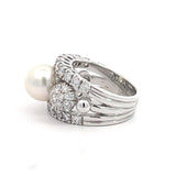 Stefan Hafner Pearl and Diamonds 2,52 ct Pavé Accent White Gold 18K Cocktail Ring