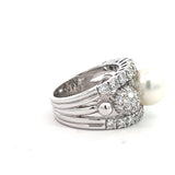 Stefan Hafner Pearl and Diamonds 2,52 ct Pavé Accent White Gold 18K Cocktail Ring