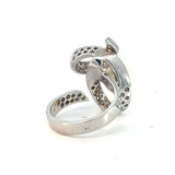 Hafner White 18K Gold Pearl & Diamonds 0,59 ct Cocktail Ring with Swirling Accents