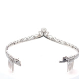 White 18K Gold Scrollwork Tiara with Diamonds Pear-Shaped Center