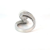 Hafner Pearl Bypass Cocktail Ring in White 18K Gold & Diamonds 1,56 ct , weight 11,68.