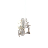 Stefan Hafner Pearl and White 18 K Gold Ribbon Stud Earrings
