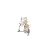 Stefan Hafner Pearl and White 18 K Gold Ribbon Stud Earrings