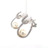 Stefan  Hafner  White 18 K Gold Pearl and Diamond Accent Sculptural Hoop Earrings
