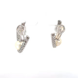 Stefan  Hafner  White 18 K Gold Pearl and Diamond Accent Sculptural Hoop Earrings