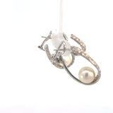 Stefan  Hafner  White 18 K Gold Pearl and Diamond Accent Sculptural Hoop Earrings