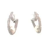 Stefan  Hafner  White 18 K Gold Pearl and Diamond Accent Sculptural Hoop Earrings